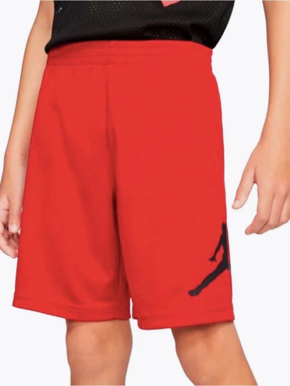 Red Kids Athletic Shorts with Black Jumpman Logo - Jordan